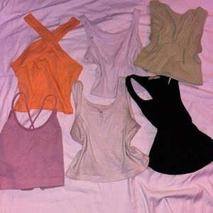 BUNDLE of Women's Tank Tops - Black, Orange, Pink, White, Green
